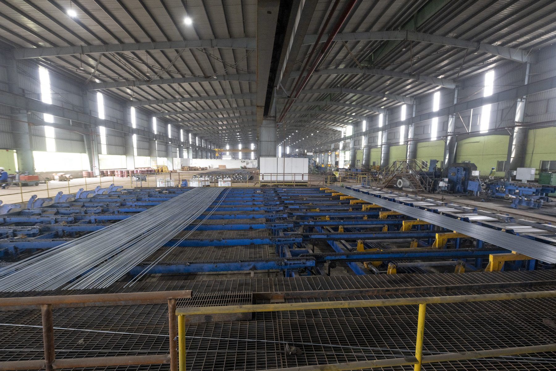 Daylit rolling mill hall with natural light from high windows